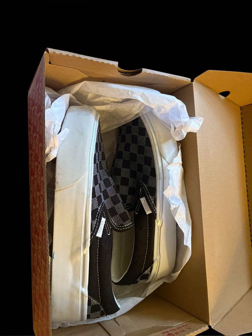 Black and gray sparkly checkered vans size 7.5 - Picture 3 of 5